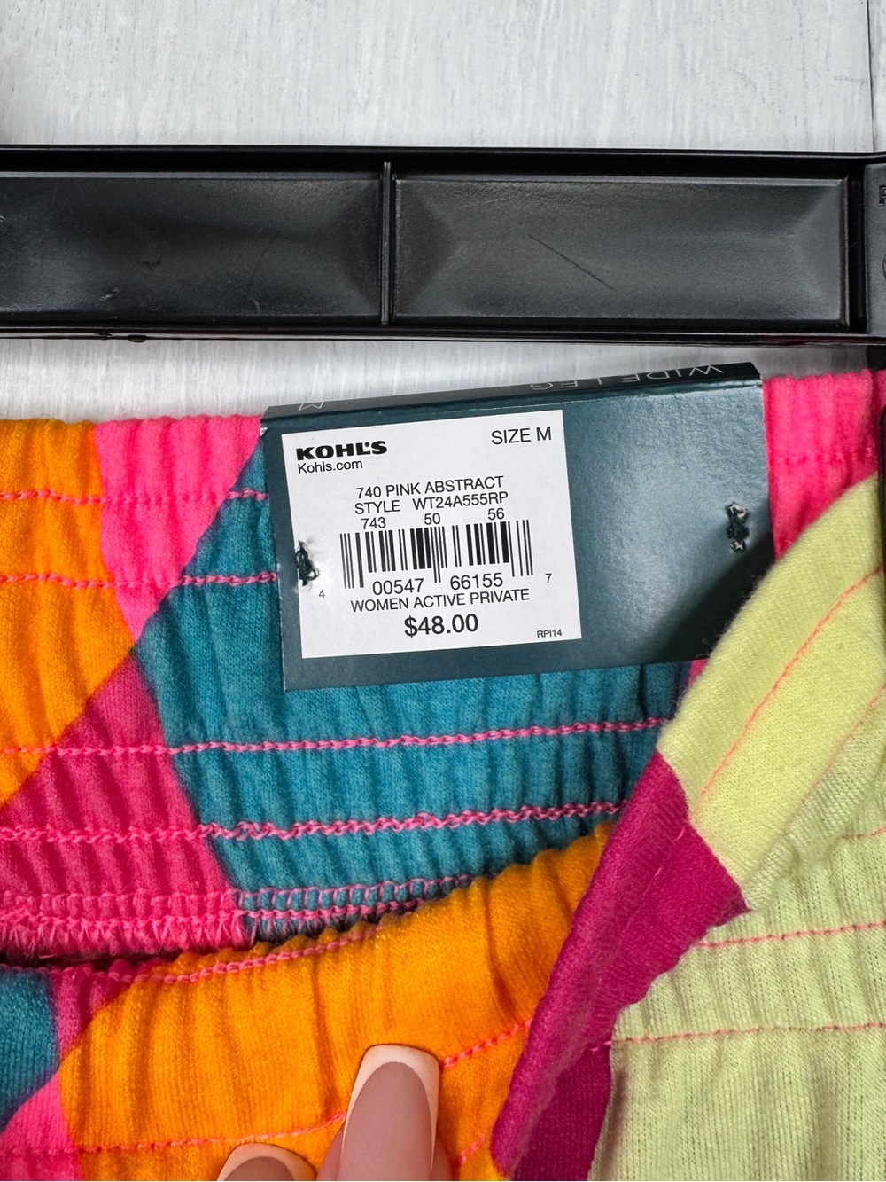 Tek Gear Multicolor Wide-Leg High Rise Drawstring Pants - Picture 5 of 7